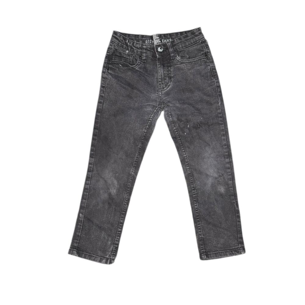 Steve Madden Boys Black Distressed Denim Jeans, Faded Wash